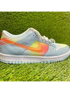 Nike Dunk Low Boys Size 5Y Blue Orange Yellow Athletic Walking Shoes Sneakers